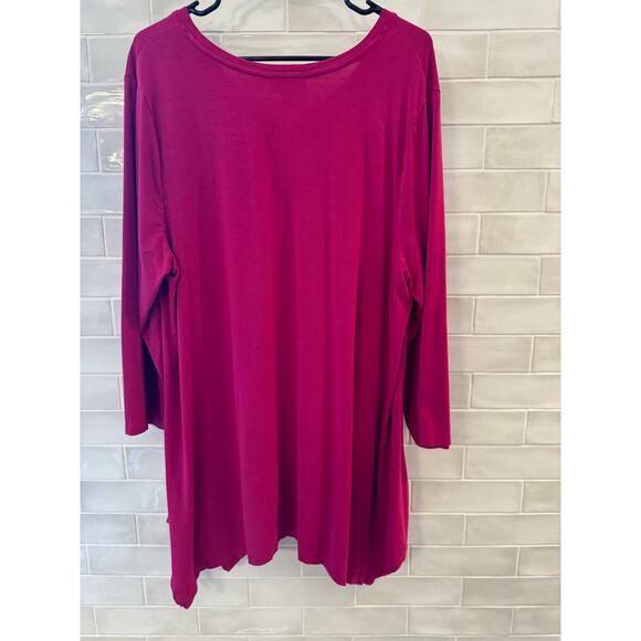 JM Collection Fuchsia PInk Tunic Top Plus 3X - Picture 4 of 5
